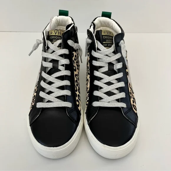 Vintage Havana Leopard High Top Sneakers Size 9 Star Distressed Zip Shoes - Picture 6 of 13